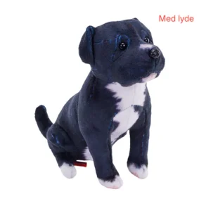 Sort Pitbull hundebamse 17 cm. (Med realistiske lyde) fra Wild Republic