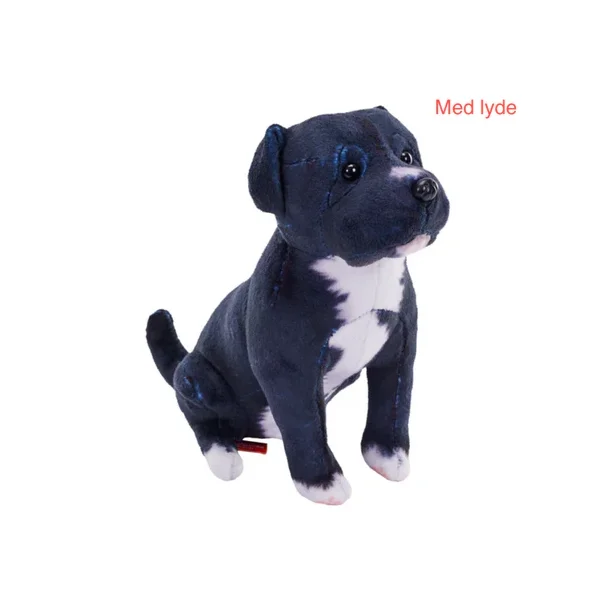 Sort Pitbull hundebamse 17 cm. (Med realistiske lyde) fra Wild Republic