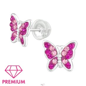 Sommerfugl restikker i slv med 28 farvede sten (925 slv)