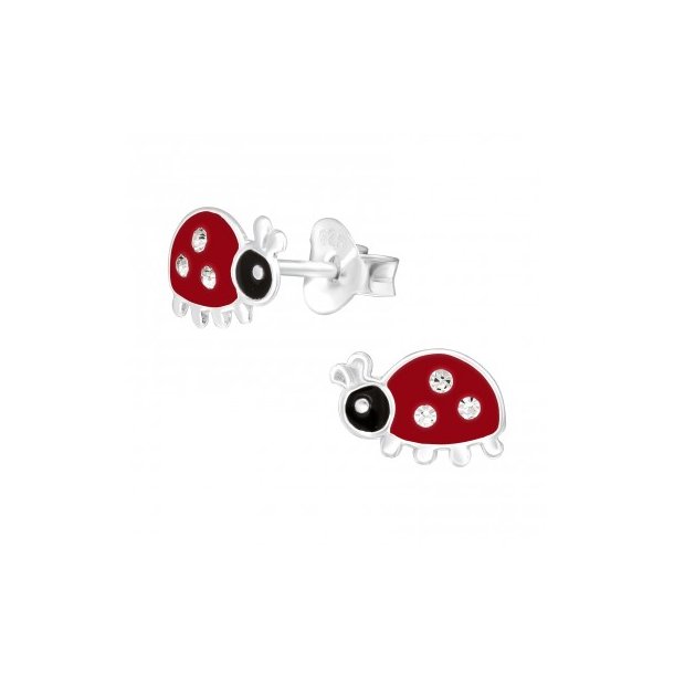 Mariehne restikker i slv med sten (925 slv)og belagt med 2 farver / Ladybug earrings