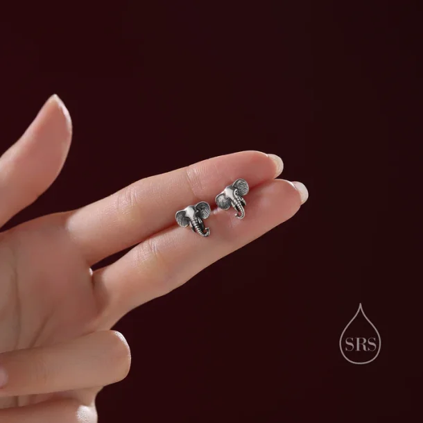 �restikker med elefanter Oxideret (925 s�lv)