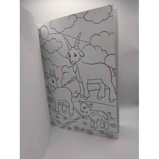 Malebog med dyr fra bondegrden