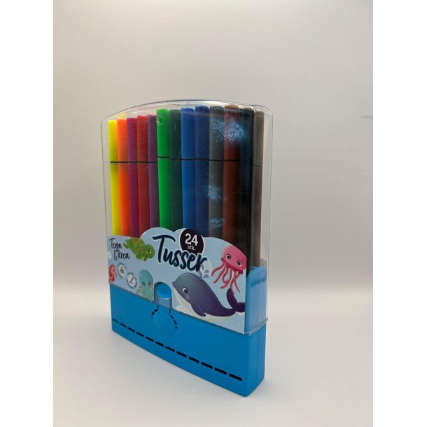 24 stk. tuscher / tusser i fin plastboks