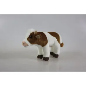 Broget ko bamse fra Uni-Toys 24 cm.